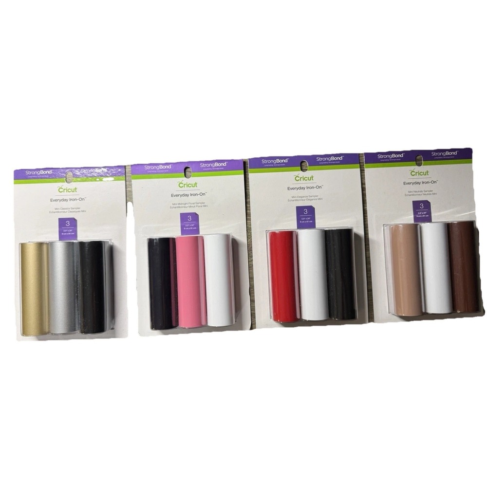Cricut Lot Of 4 Everyday Iron On StrongBond Mini Sampler Heat Transfer EasyPress